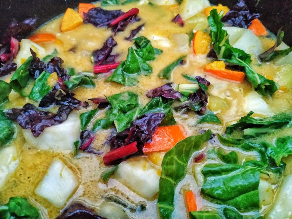 Grünes Thai Kürbis Curry aus dem Dutch Oven
