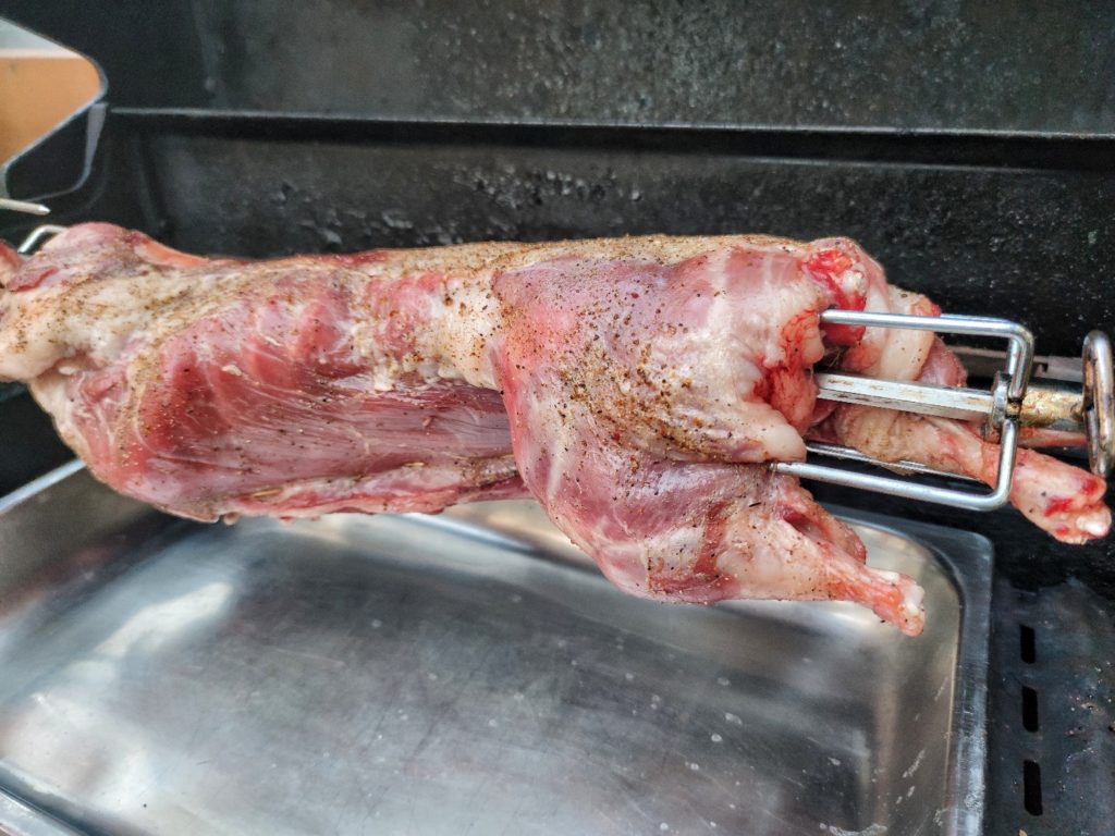 Nutria Grillen vom Drehspieß