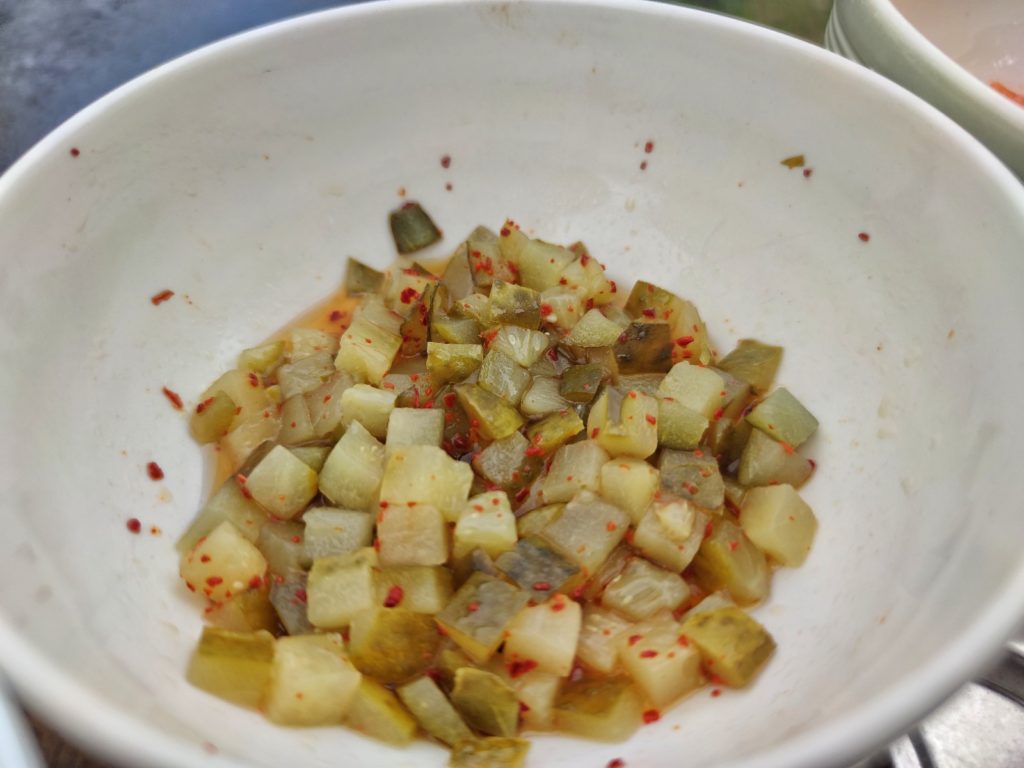 Gurkenrelisch für Kimchi Burger
