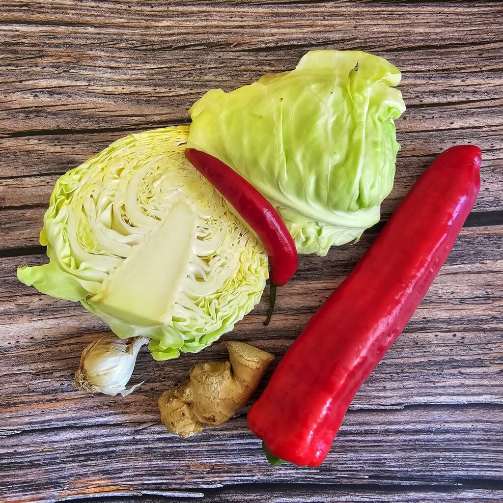 Pointed cabbage in a wok